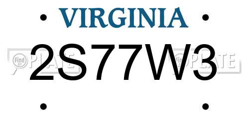 2S77W3 Virginia License Plate
