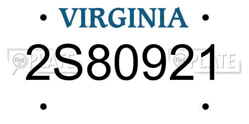 2S80921 Virginia License Plate