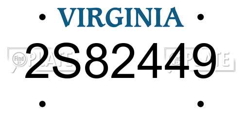 2S82449 Virginia License Plate