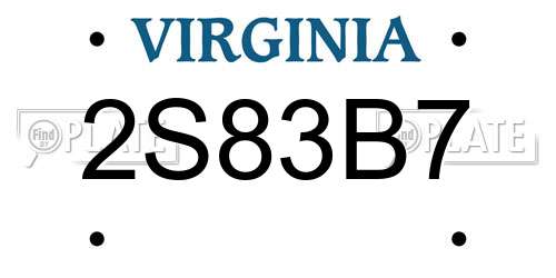 2S83B7 Virginia License Plate
