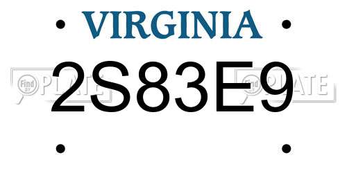 2S83E9 Virginia License Plate