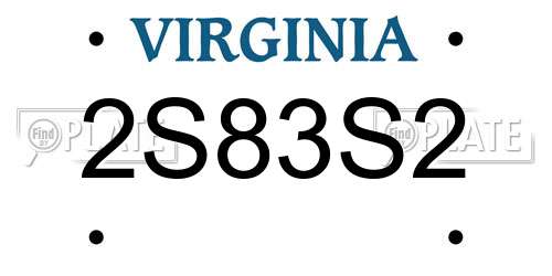 2S83S2 Virginia License Plate