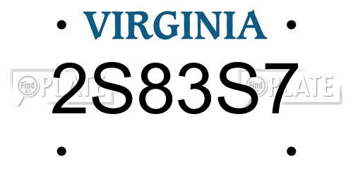 2S83S7 Virginia License Plate