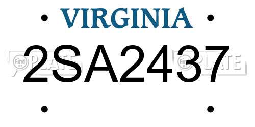 2SA2437 Virginia License Plate
