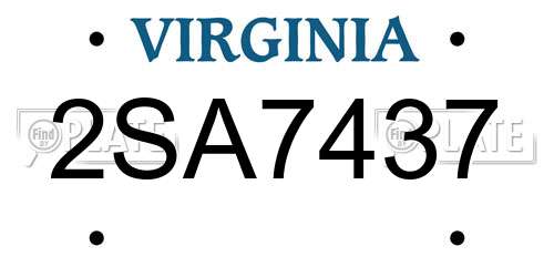 2SA7437 Virginia License Plate