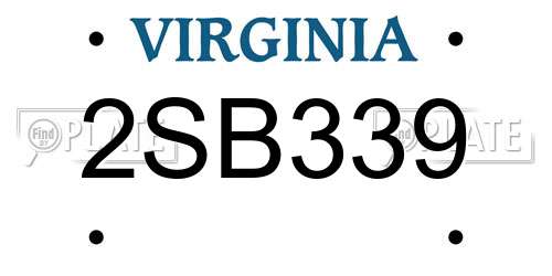 2SB339 Virginia License Plate