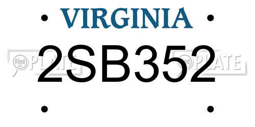 2SB352 Virginia License Plate