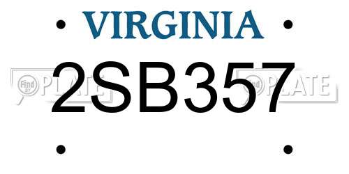 2SB357 Virginia License Plate