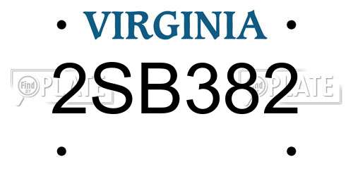 2SB382 Virginia License Plate