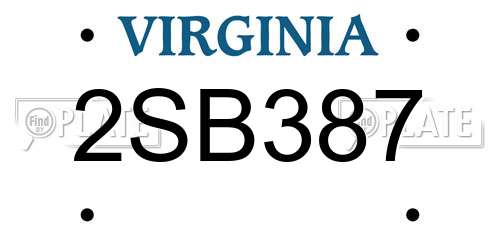 2SB387 Virginia License Plate