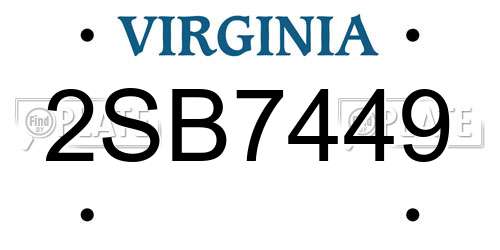 2SB7449 Virginia License Plate