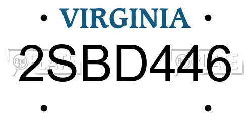 2SBD446 Virginia License Plate
