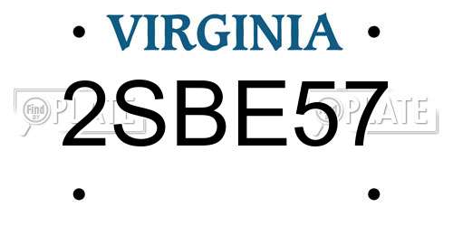 2SBE57 Virginia License Plate