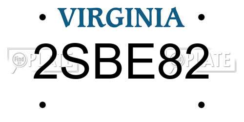 2SBE82 Virginia License Plate