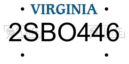 2SBO446 Virginia License Plate