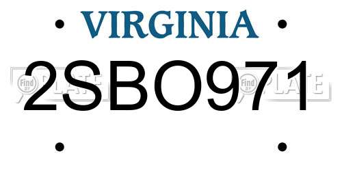 2SBO971 Virginia License Plate