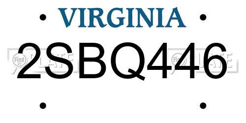 2SBQ446 Virginia License Plate