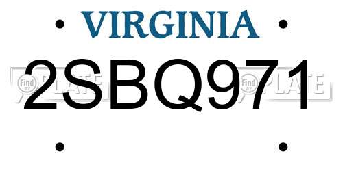 2SBQ971 Virginia License Plate