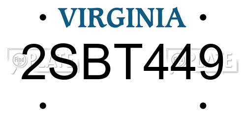 2SBT449 Virginia License Plate