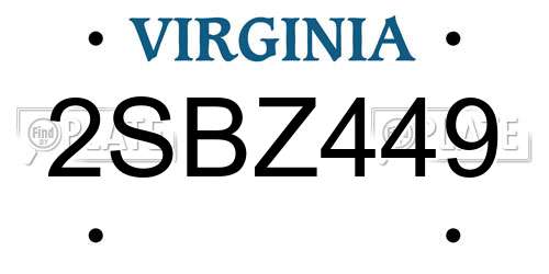 2SBZ449 Virginia License Plate