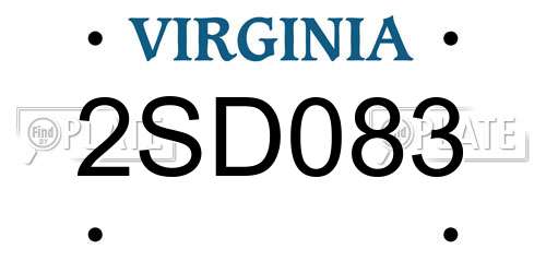 2SD083 Virginia License Plate