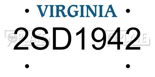 2SD1942 Virginia License Plate