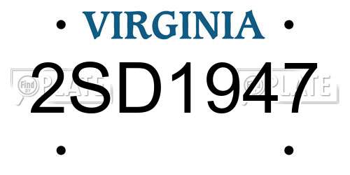 2SD1947 Virginia License Plate