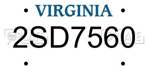 2SD7560 Virginia License Plate