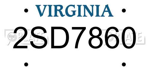 2SD7860 Virginia License Plate