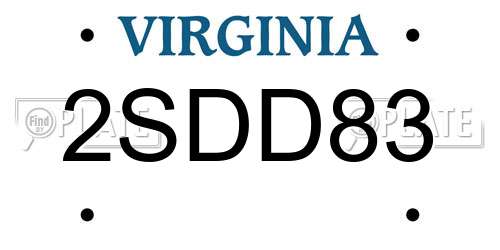 2SDD83 Virginia License Plate