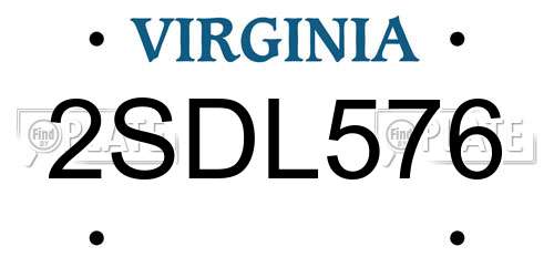 2SDL576 Virginia License Plate