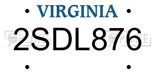 2SDL876 Virginia License Plate
