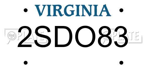 2SDO83 Virginia License Plate