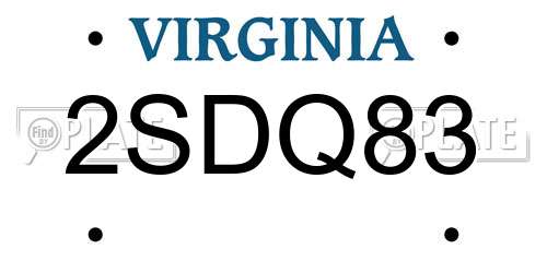 2SDQ83 Virginia License Plate