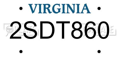 2SDT860 Virginia License Plate