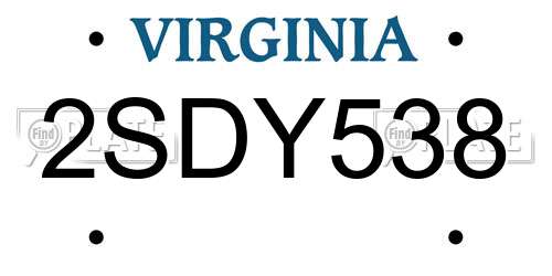 2SDY538 Virginia License Plate