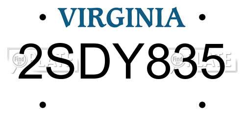2SDY835 Virginia License Plate