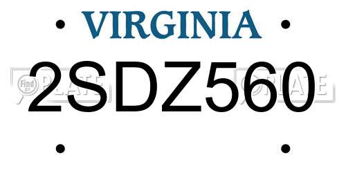 2SDZ560 Virginia License Plate