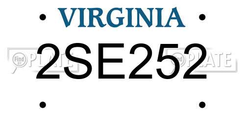 2SE252 Virginia License Plate