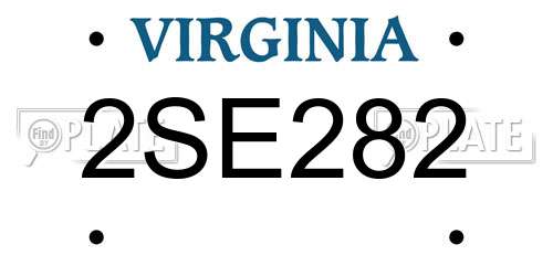 2SE282 Virginia License Plate