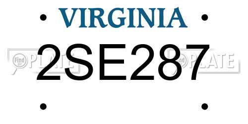 2SE287 Virginia License Plate