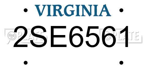 2SE6561 Virginia License Plate