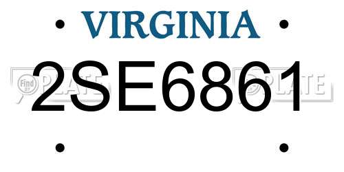 2SE6861 Virginia License Plate