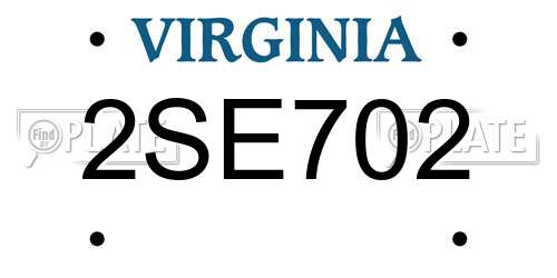 2SE702 Virginia License Plate
