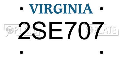 2SE707 Virginia License Plate
