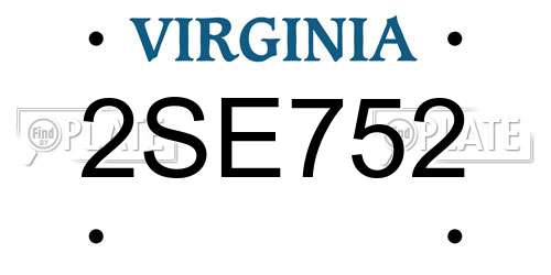 2SE752 Virginia License Plate