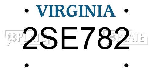 2SE782 Virginia License Plate