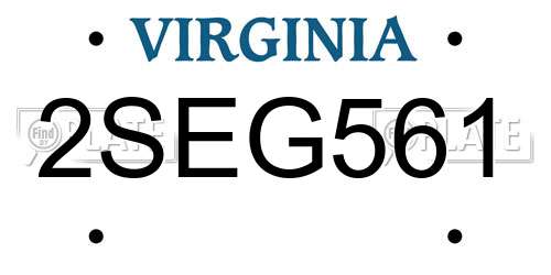 2SEG561 Virginia License Plate