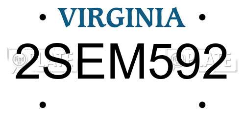 2SEM592 Virginia License Plate