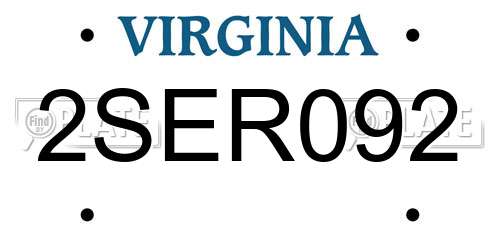 2SER092 Virginia License Plate